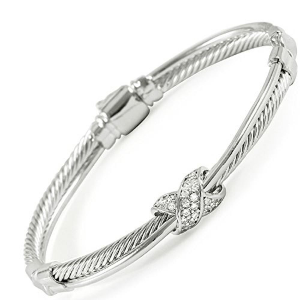 White Cubic Zirconia Classic Cable Bangle